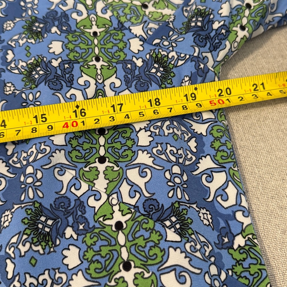 Joan Rivers Vintage Scroll Jersey Knit Blue and Green Floral Jacket SZM. - Picture 8 of 14